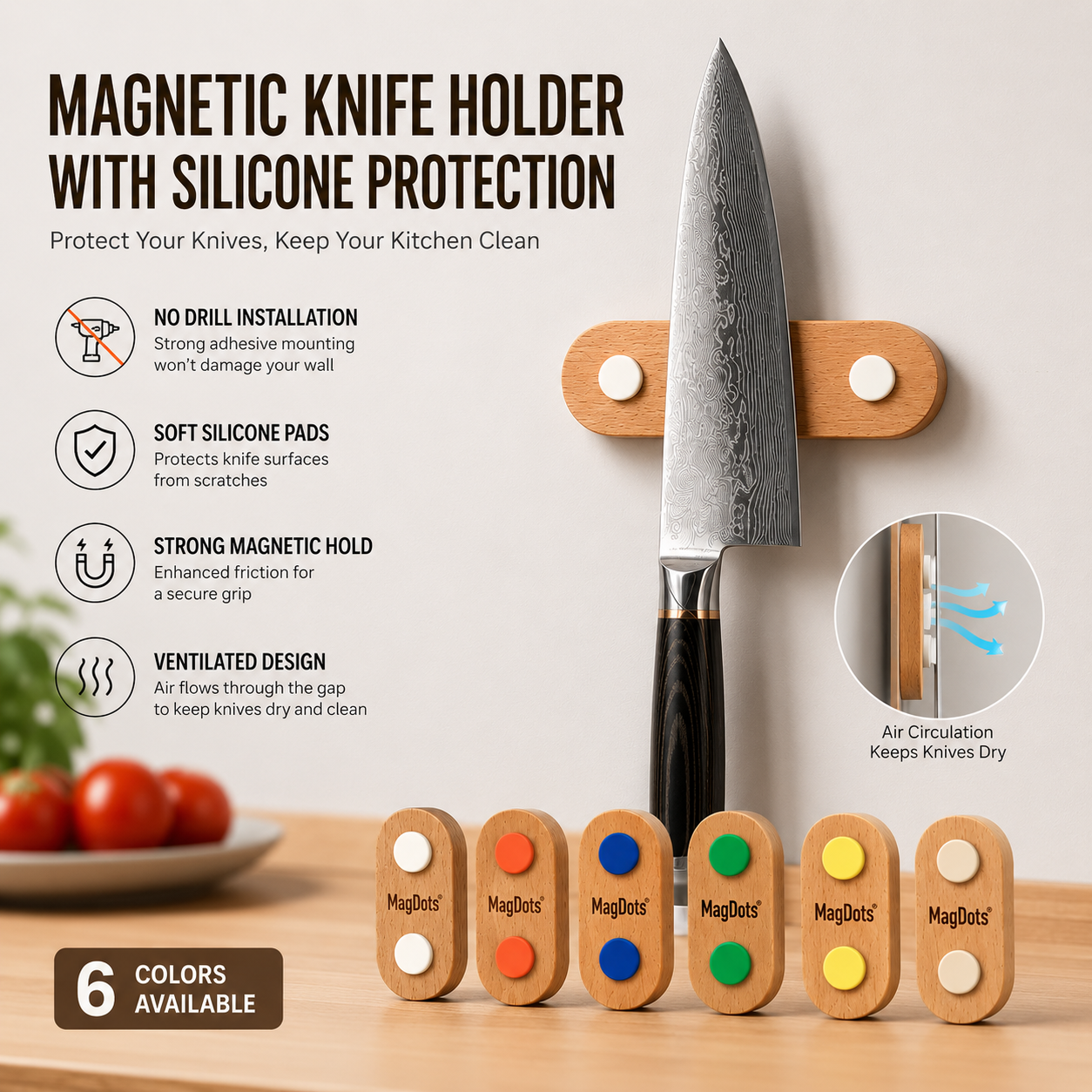 Silicone Magnetic Kitchen Knif - Magnetic Knife Strip review and price