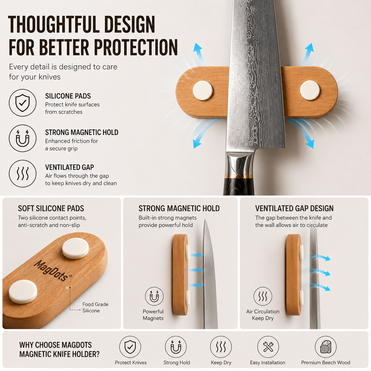 Silicone Magnetic Kitchen Knif - Magnetic Knife Strip review and price