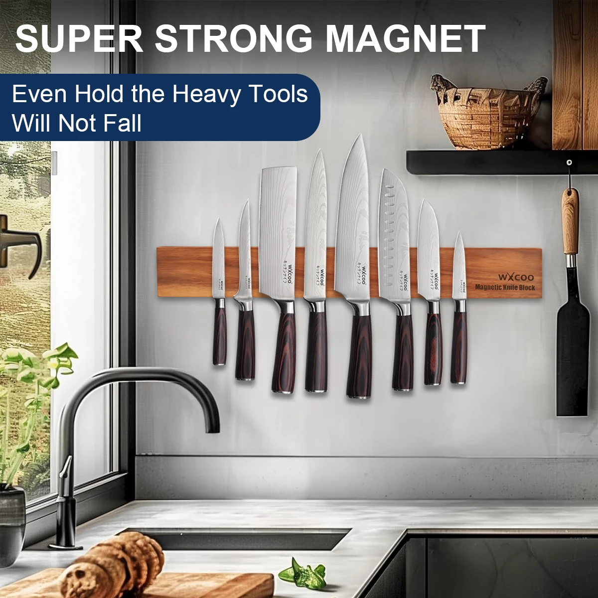 Acacia Wood Magnetic Knife Hol - Magnetic Knife Strip review and price