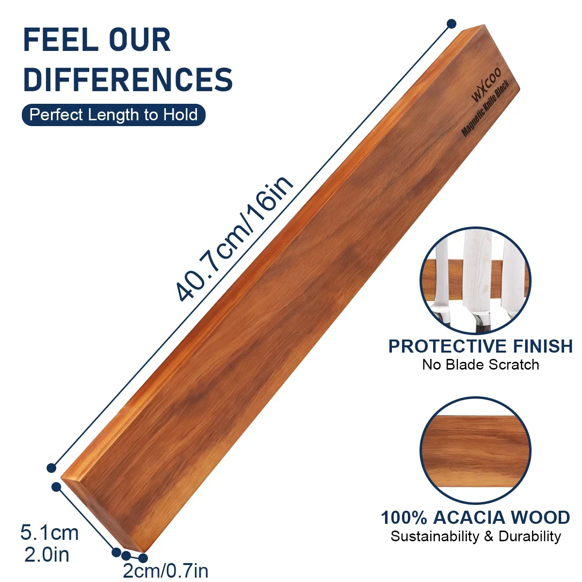 Acacia Wood Magnetic Knife Hol - Magnetic Knife Strip review and price